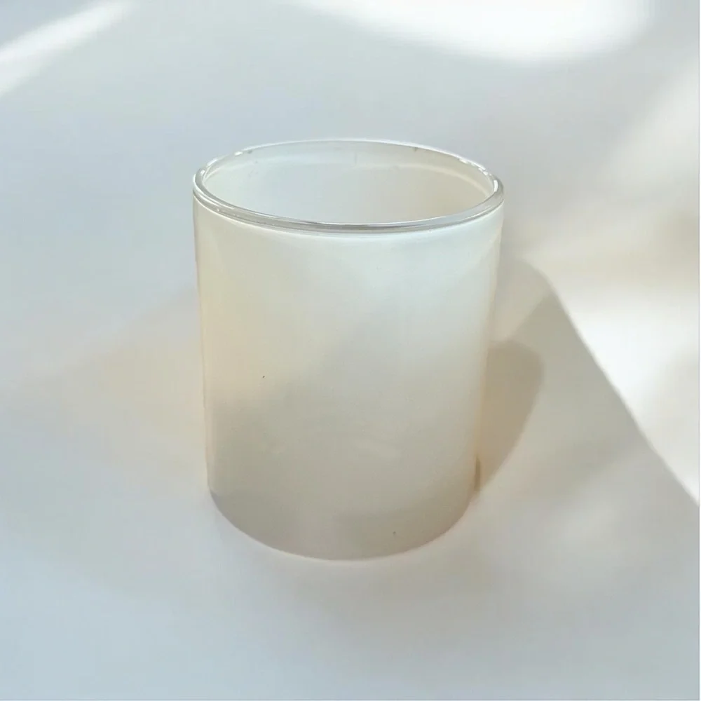 Glossy White Glass Cylinder Jar 3in tall, 2.5in diameter